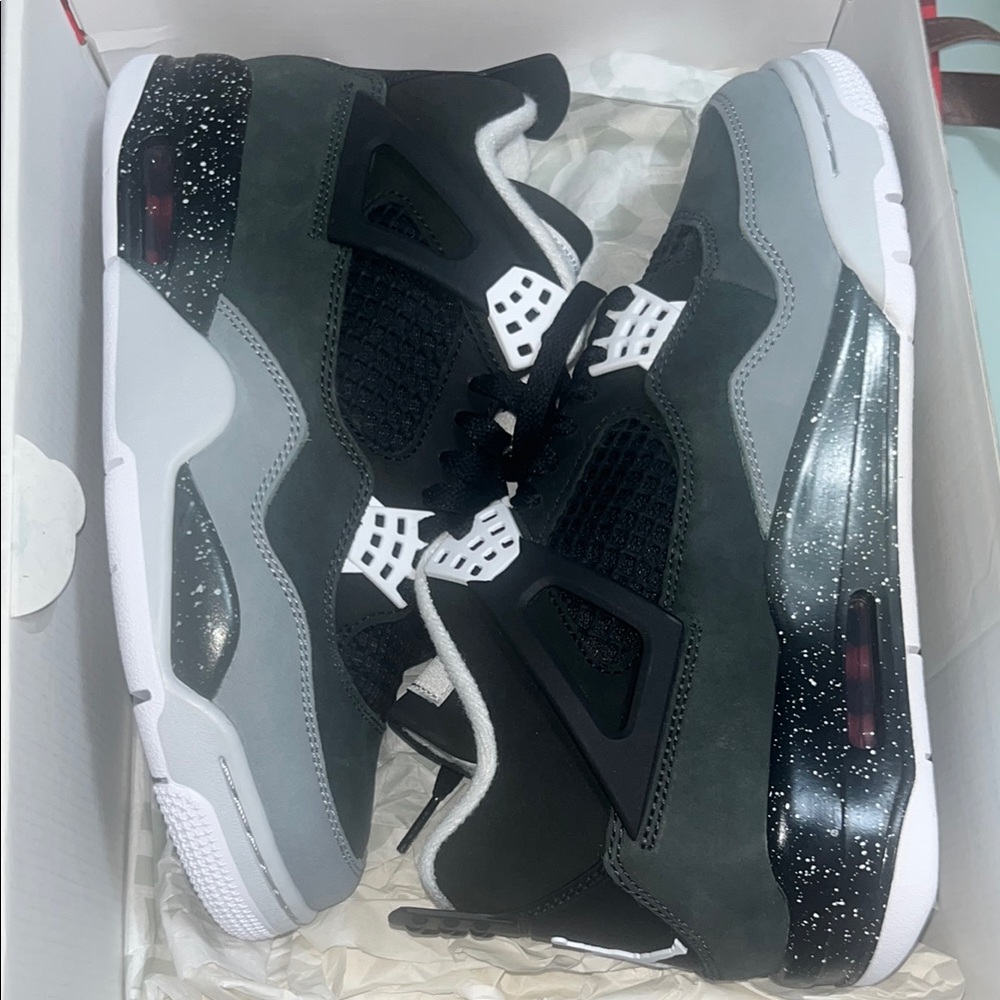 Air Jordan Retro 4 Fear Black and Gray Sneakers with Speckled Design